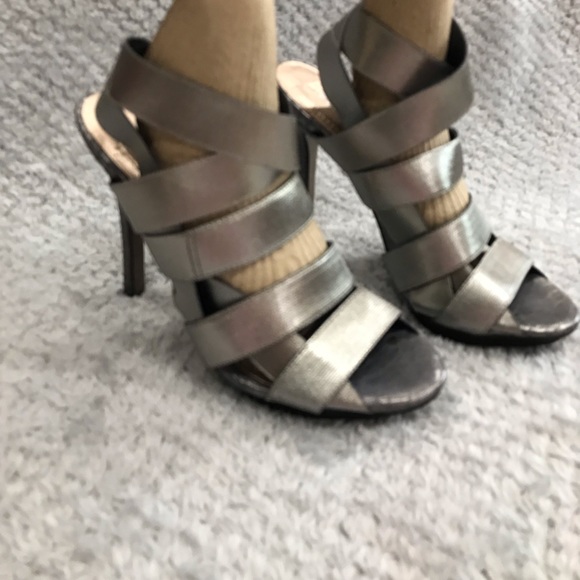 BCBG Gray Snakeskin Stretchy Strap Heels 
5” Heel
Size 7.5 
No Shoebox - Picture 3 of 11